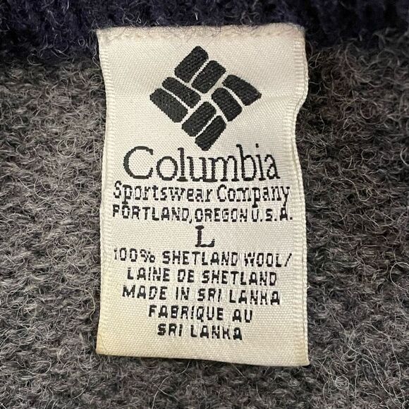 Vintage Columbia 100% Shetland Wool Size Large Gray Grandpa V Neck Sweater - Picture 5 of 6